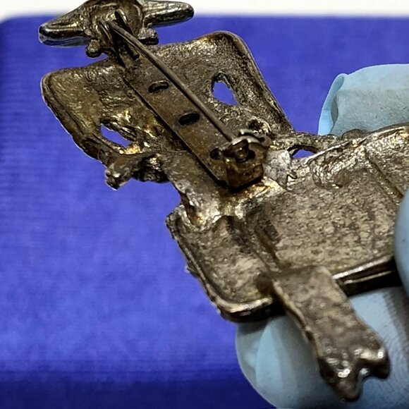 Lady Traveler Brooch Pin ONE OF A KIND Mid-Century Gold-Tone & Enamel RARE VTG - Picture 4 of 8